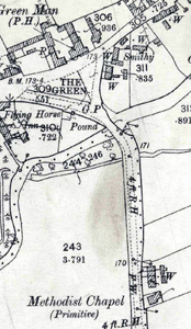 The Primitive Methodist chapel shown on an Ordnance Survey map of 1901